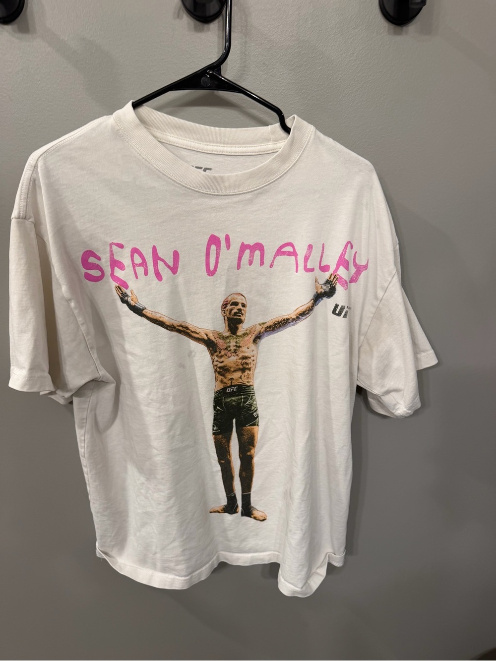 UFC White Tee with Pink Sean O'Malley Graphic - Men's Shirt